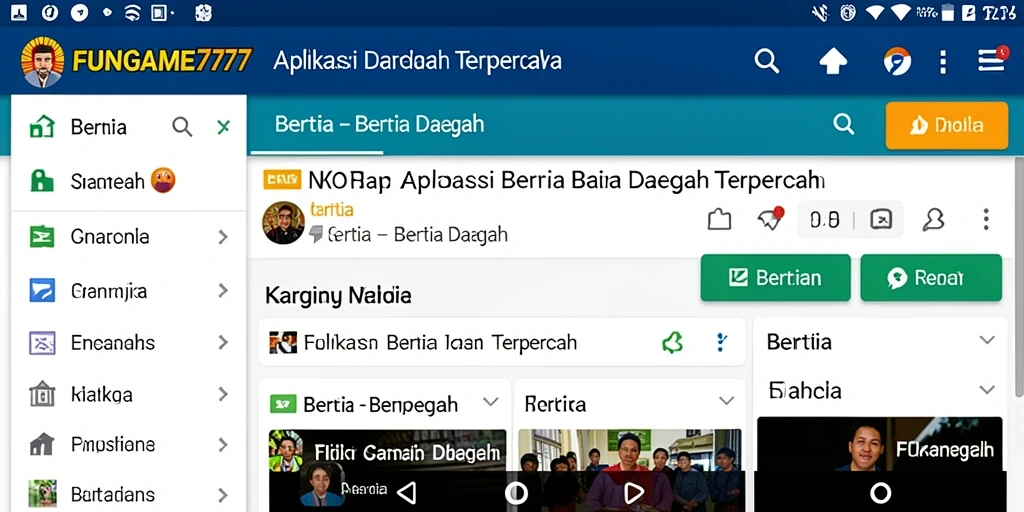 Antarmuka aplikasi FUNGAME777 yang menampilkan berita daerah.